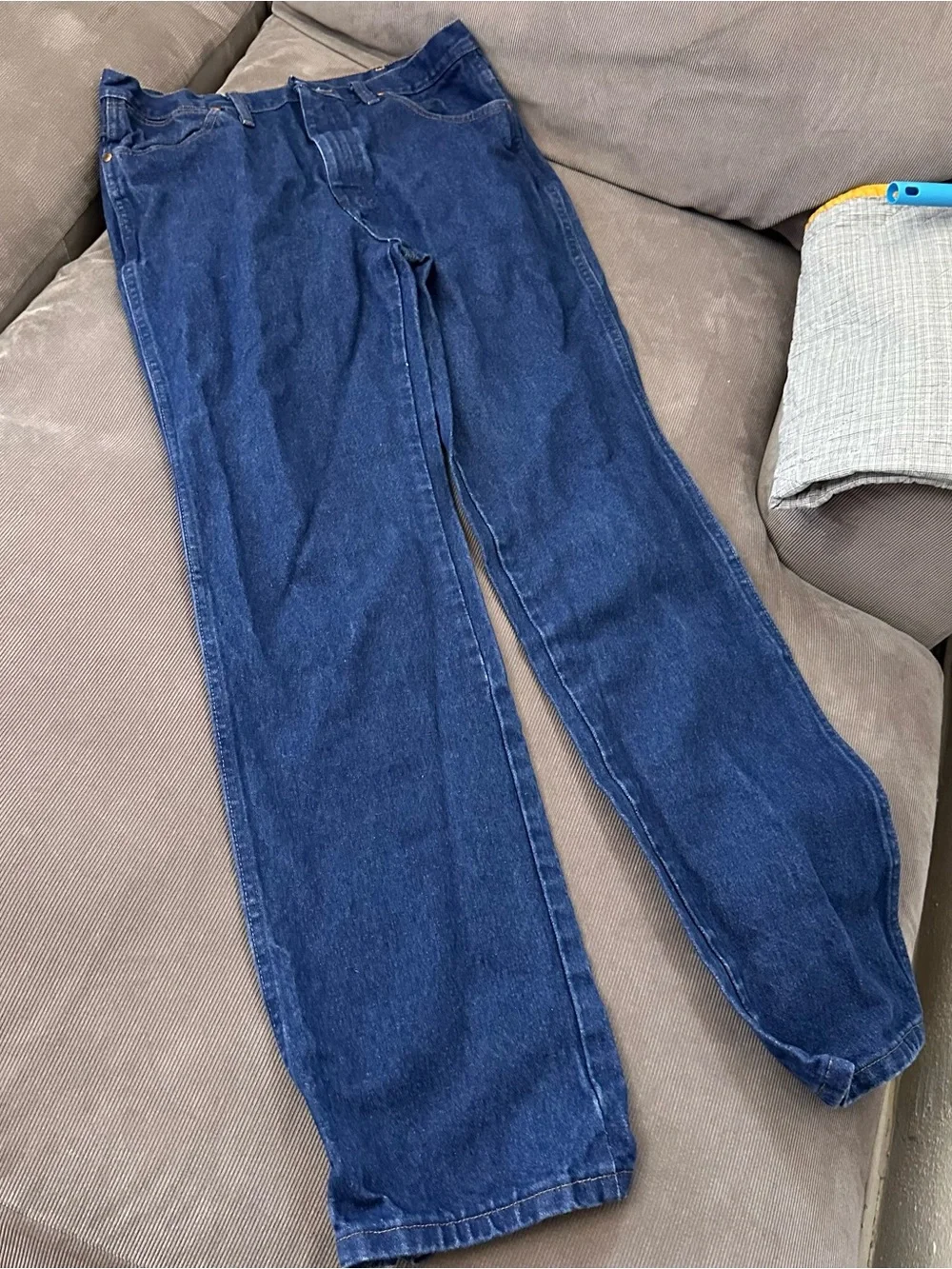 Wrangler 936PWD Cowboy Cut Slim Fit Jeans Mens 34x34 Blue Denim Straight Leg